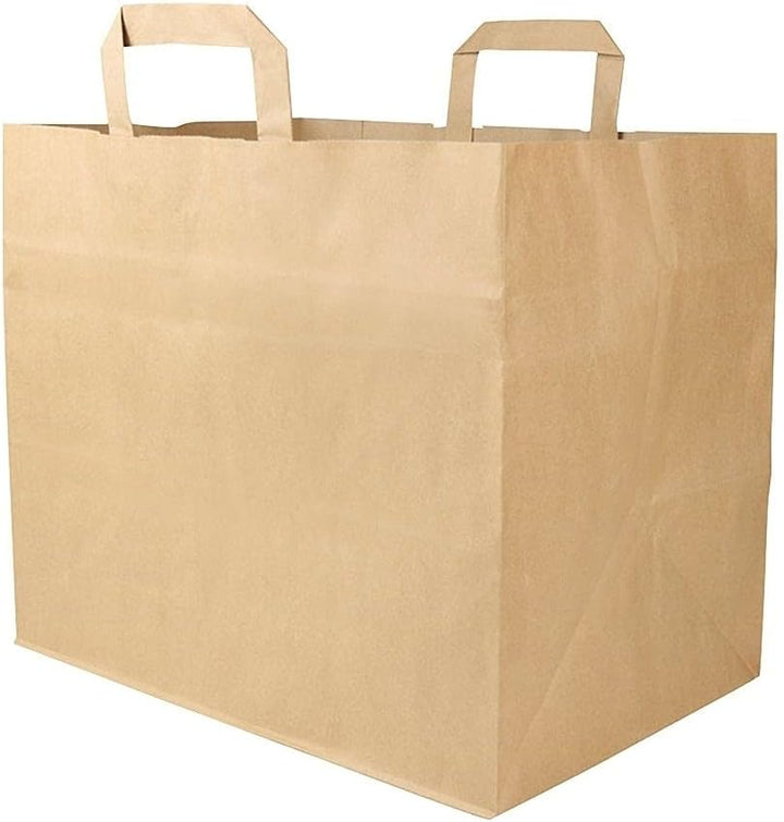 BIOZOYG Papiertragetaschen mit Flachhenkel 80gsm 32x22x27cm I feste Papier Tüten Kraftpapier Belastb