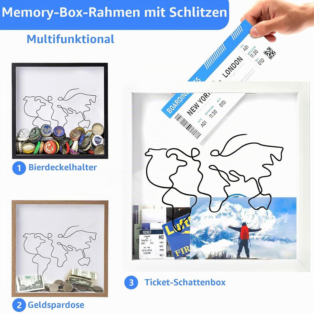 Abenteuer Archivbox,30*00cm Reise Sammelbox,Reiseabenteuer Archiv Schattenbox,Tickets Shadow Box mit
