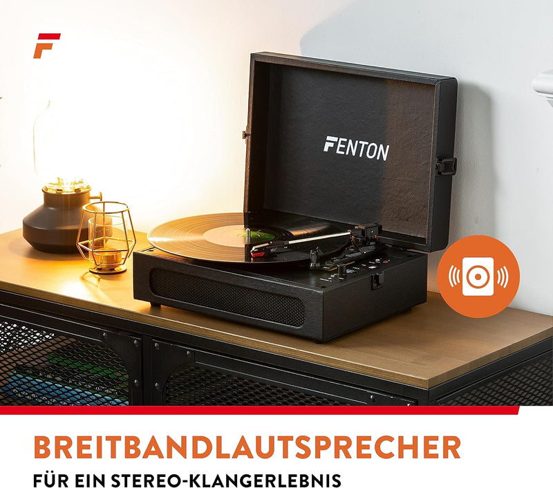 Fenton RP118B - Bluetooth Plattenspieler mit Lautsprecher, Bluetoothsender und Empfanger, Schallplat