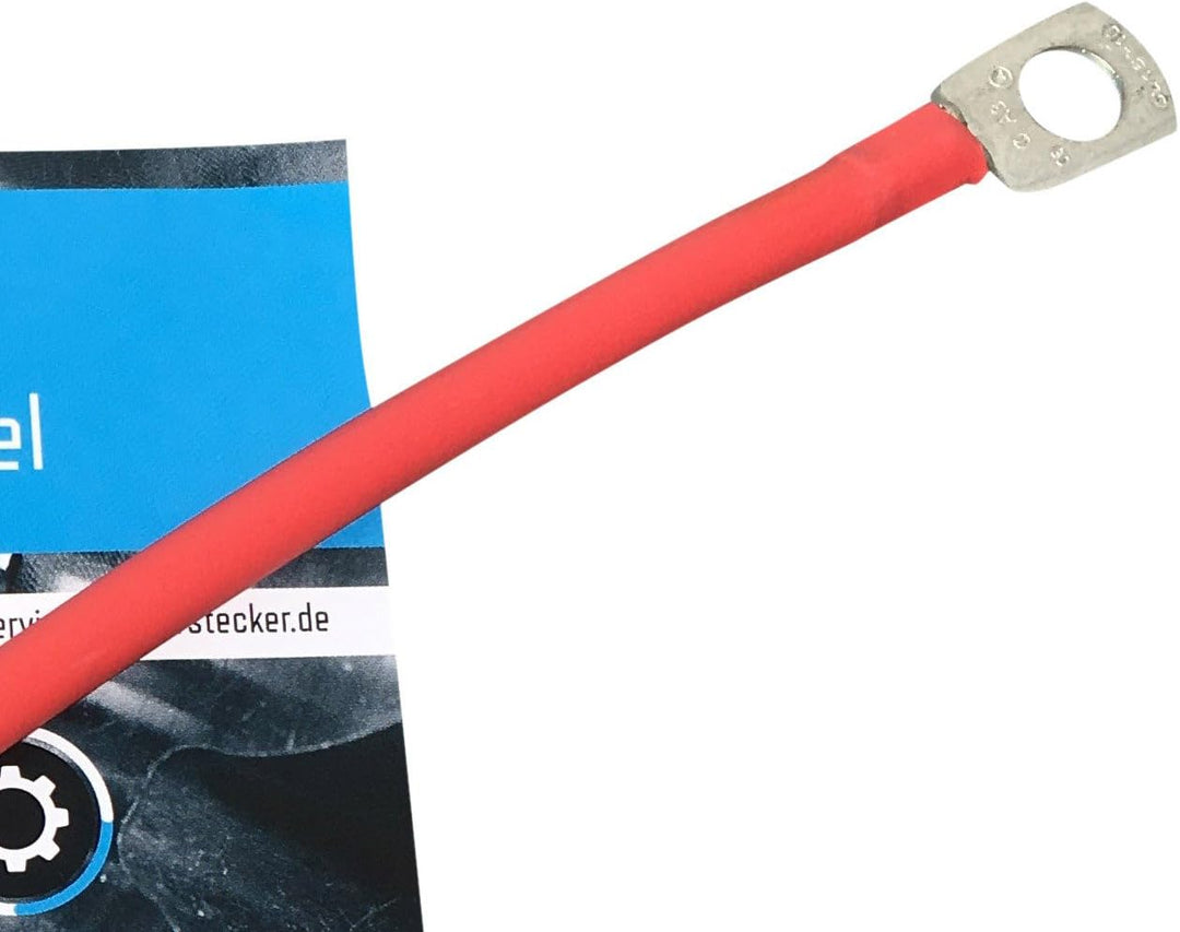 eXODA Batteriekabel 35 mm² 30cm M6 Kabelschuhe Rot flexibel aus 99 Prozent Kupfer hohe Qualität bis