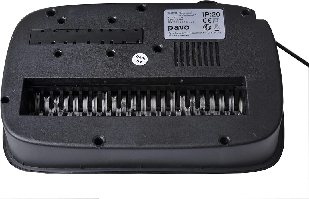 PAVO Aktenvernichter 7, Kreuzschnitt, 7 Blatt, ideal für Büro, Schwarz, 8007790