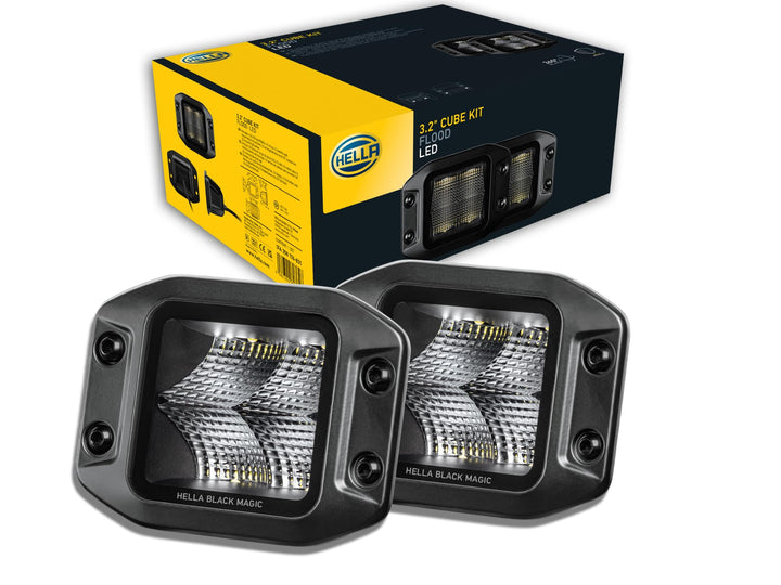 HELLA 1FA 358 176-831 LED-Fernscheinwerfer - Black Magic Cube Kit 3.2" - 12/24V - Anbau - Kabel: 500