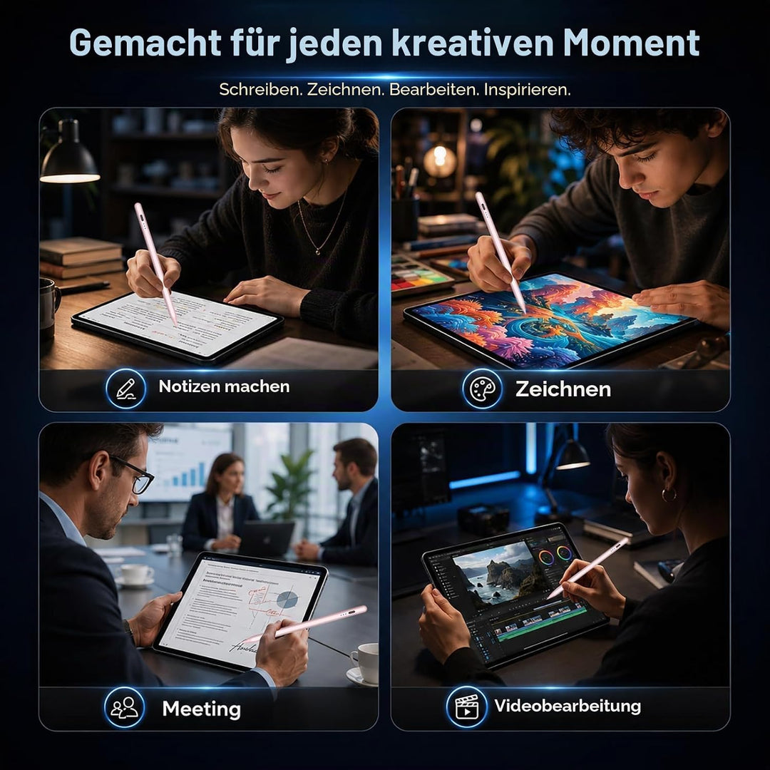 Pencil 1. Generation für iPad 11 (2025-2018), HATOKU Stift für Tablets mit Neigungsempfindlichkeit &
