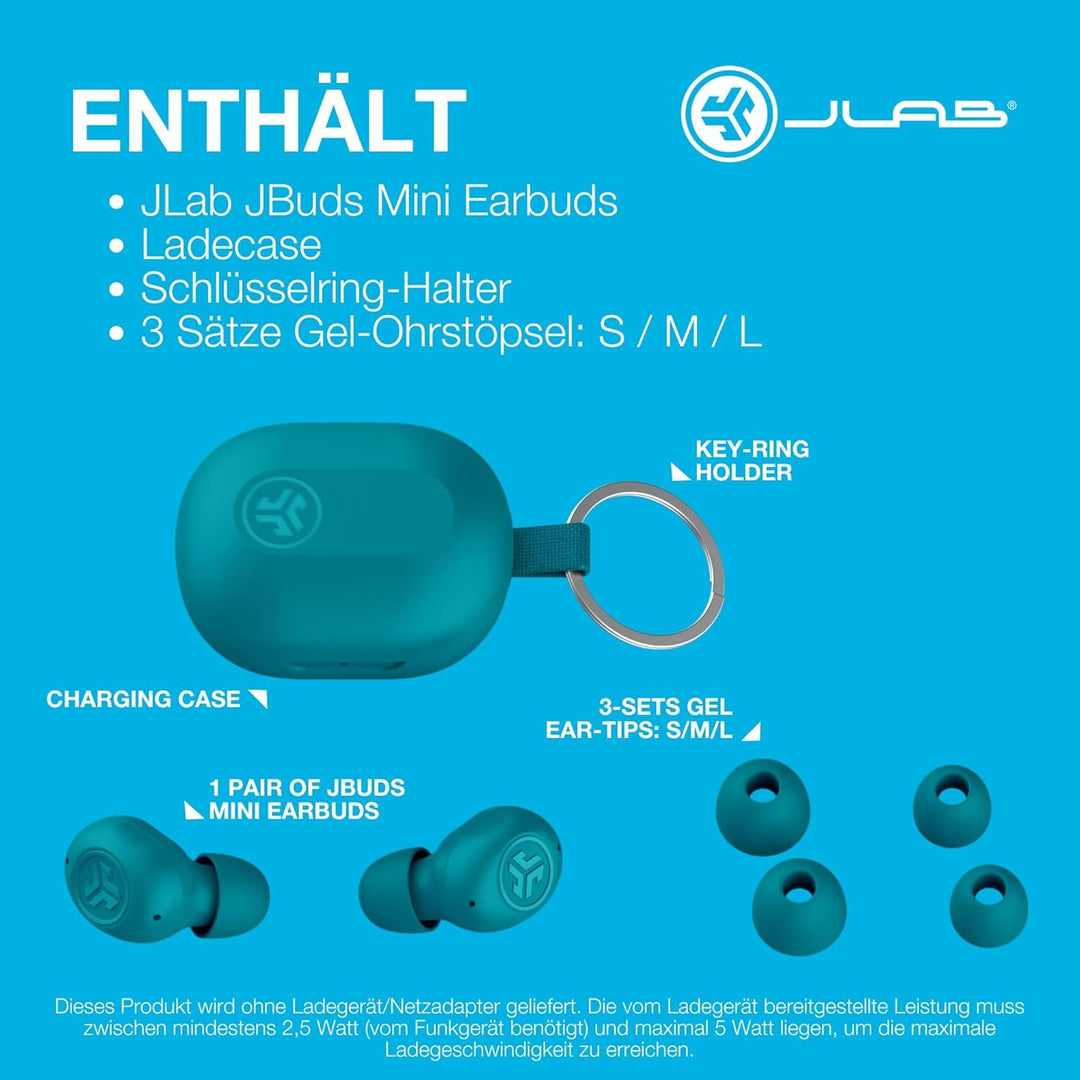 JLab JBuds Mini True Wireless Earbuds, Kopfhörer im Ohr, Bluetooth-Ohrhörer mit Mikrofon, kabellose