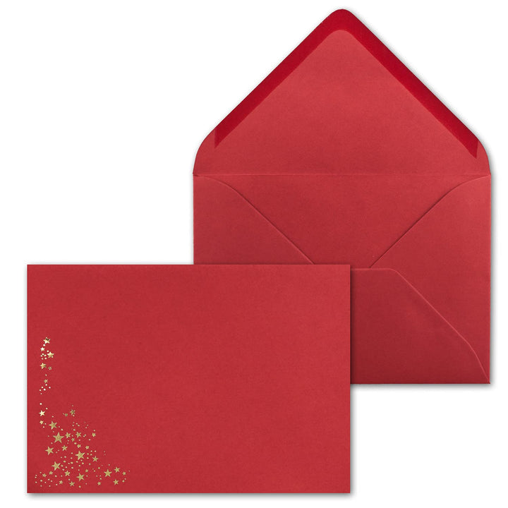 400x Weihnachts-Briefumschläge - DIN C5 - mit Gold-Metallic geprägtem Sternenregen, festlicher Umsch