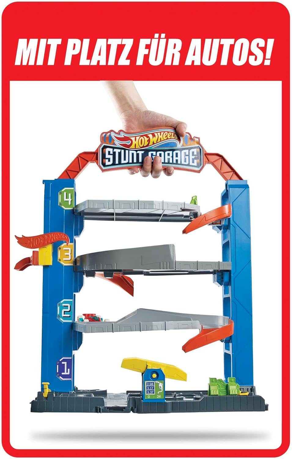 Hot Wheels GNL70 City Stunt Garage-Spielset, Geschenk für Kinder von 3 bis 8 Jahren, mit Aufzug zu d