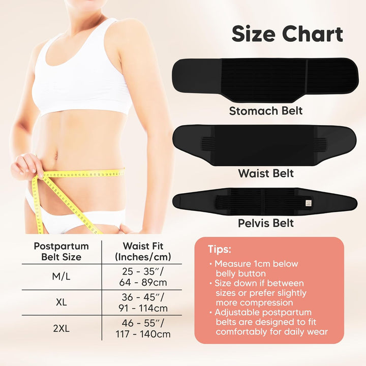 Grösse M KeaBabies 3 in 1 Postpartum Gürtel für Damen - Bauchgurt nach Geburt Kaiserschnitt - Rückbi
