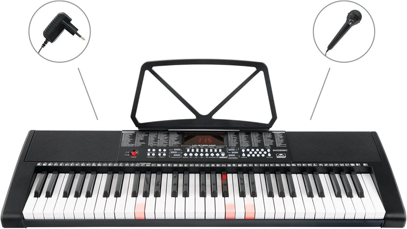 McGrey LK-6120-MIC Keyboard - Einsteiger-Keyboard mit 61 Leuchttasten - 255 Sounds und 255 Rhythmen