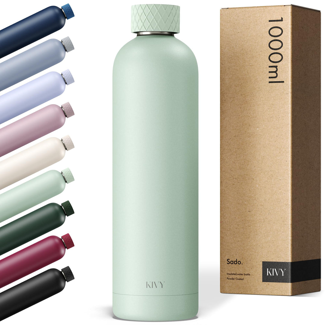 KIVY Isolierte Trinkflasche 1l Edelstahl - Auslaufsichere Thermosflasche 1l - Kohlensäure geeignet -