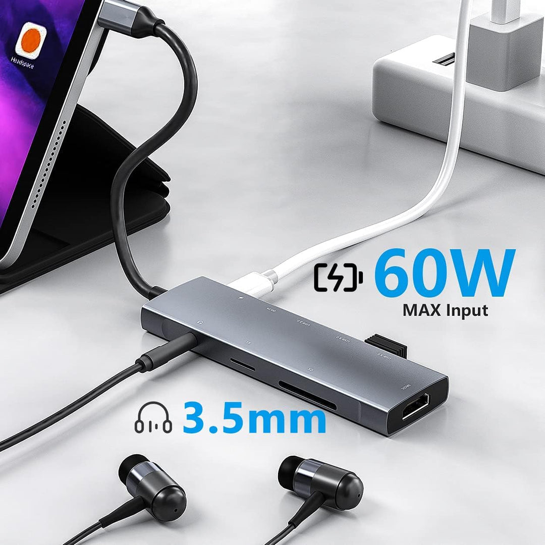 USB C Hub Adapter für iPad Pro MacBook Pro Air M1 M2 2022-2018, 9in1 USB C hub mit 4K HDMI,3.5mm Jac