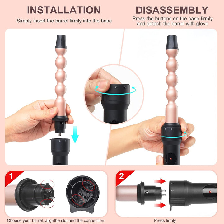 Lockenstab Kleine Locken Welleneisen Curling Iron mit Wärmeisolierung Handschuhe Wellenstab für Long