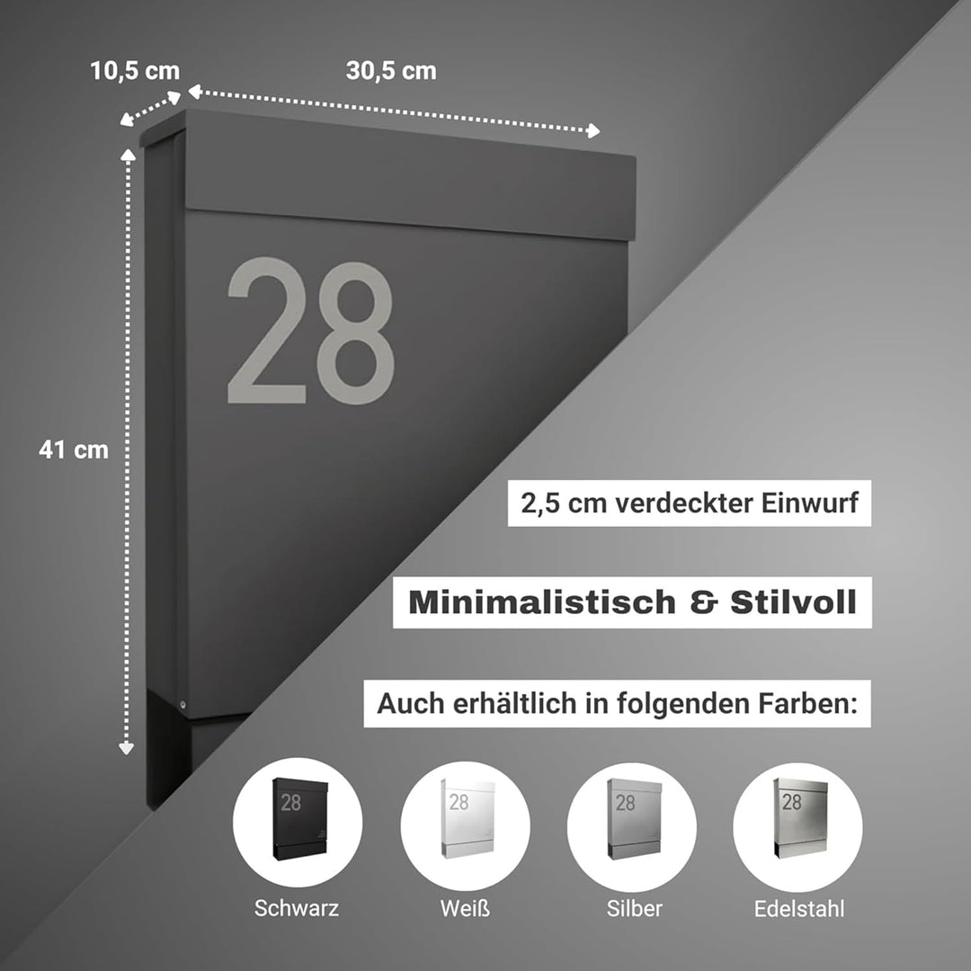 Radius Designer Briefkasten - personalisiert mit Lasergravur - 10 Jahre Funktions- und Korrosionsgar