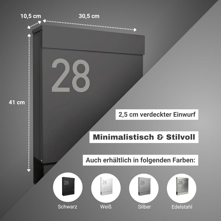 Radius Designer Briefkasten - personalisiert mit Lasergravur - 10 Jahre Funktions- und Korrosionsgar