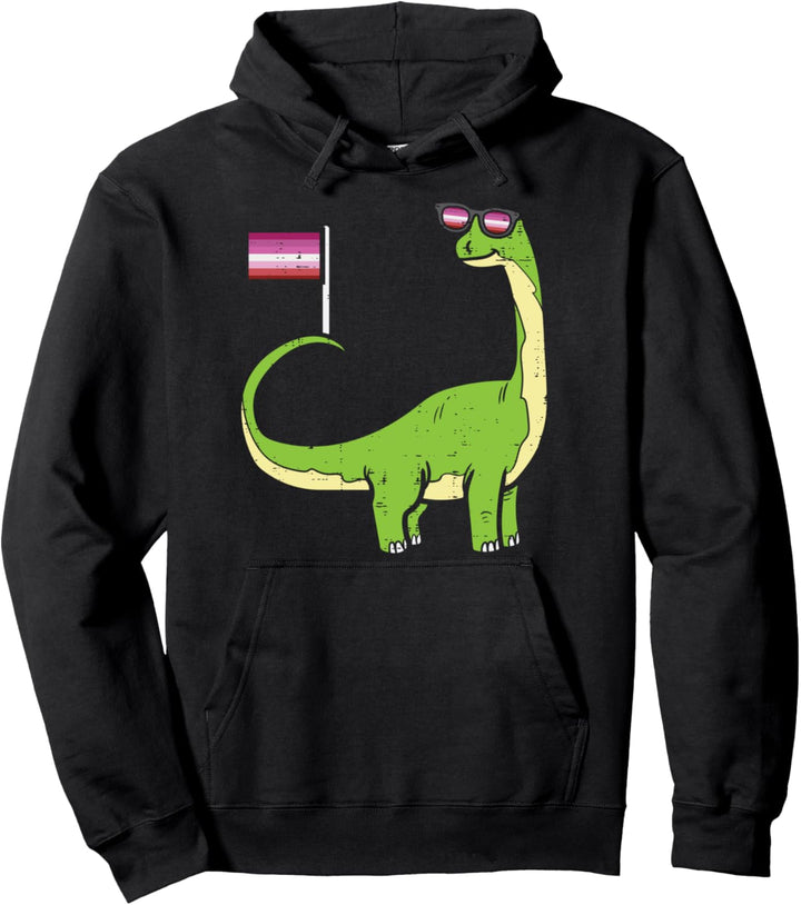 Brontosaurus Dinosaur Dino LGBT Lesbian Flag Gay Pride Pullover Hoodie