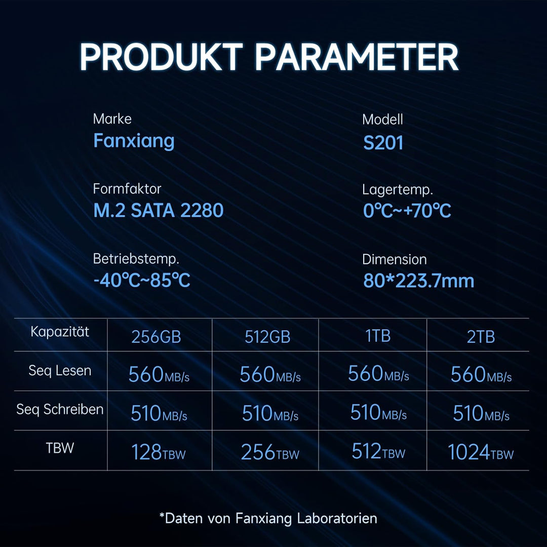fanxiang M.2 SATA SSD 256GB 2280 Interne Festplatte mit SLC Cache, Hochgeschwindigkeits M2 SSD, Lese