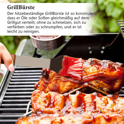 IMAGE BBQ Grillwerkzeuge 4 Stück Bestecksets mit Holzgriffen Edelstahl Grillzubehör mit Tragetasche