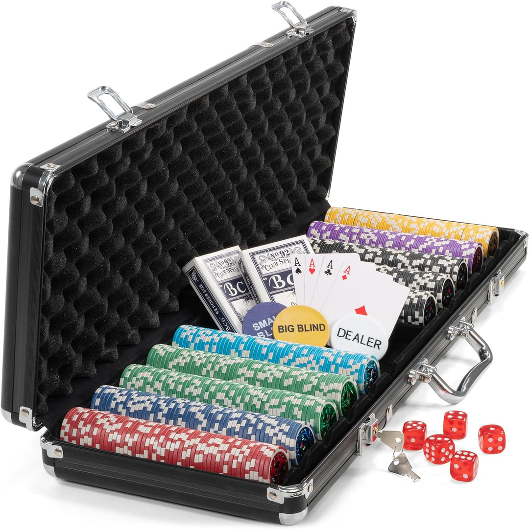 Pokerkoffer schwarz Pokerset 500 Laser Pokerchips Poker Komplett Set 11 g Chips