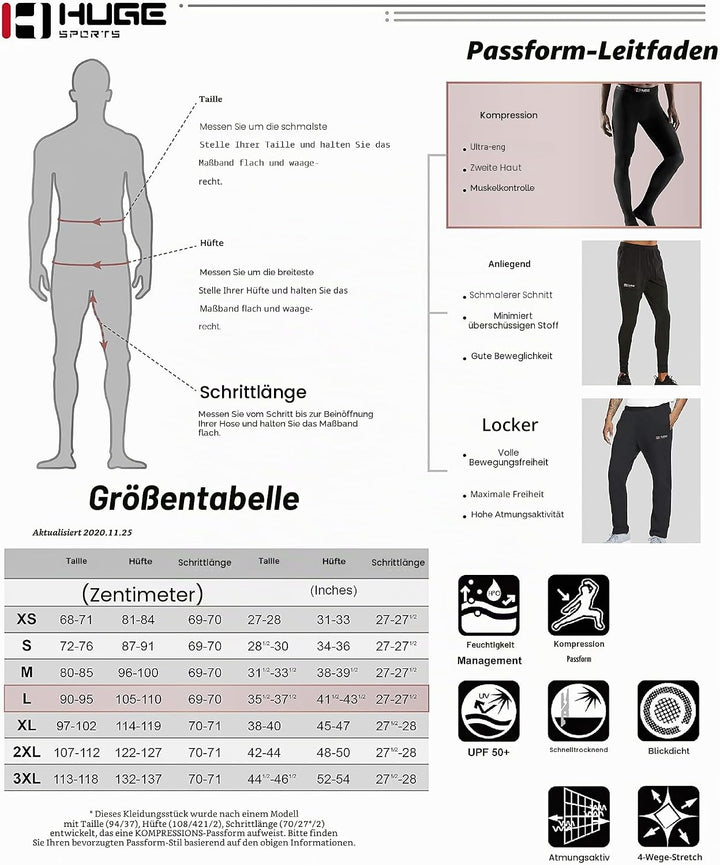 HUGE SPORTS Herren Splice Schwimmhose Kompression Jammer Lang Wilde Serie M Schwarz, M Schwarz