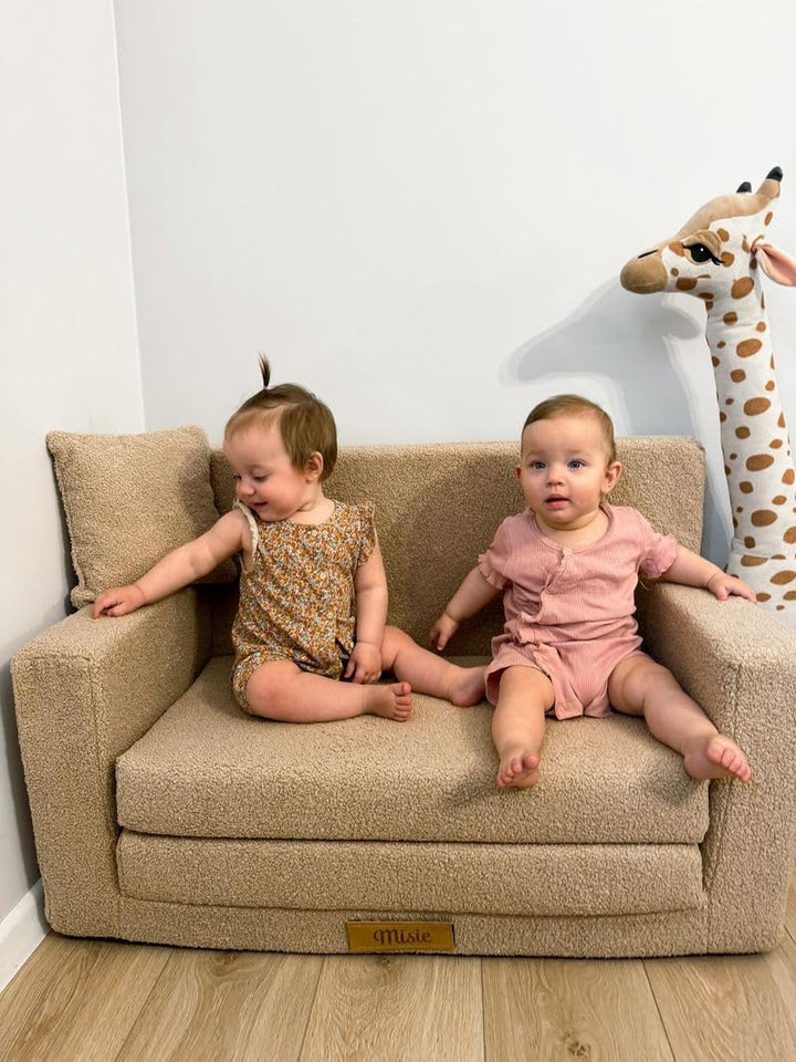 Flumi Personalisierte Kindercouch Kindersofa mit Schlaffunktion Gravur Kindername Kinder Sofa für Ki