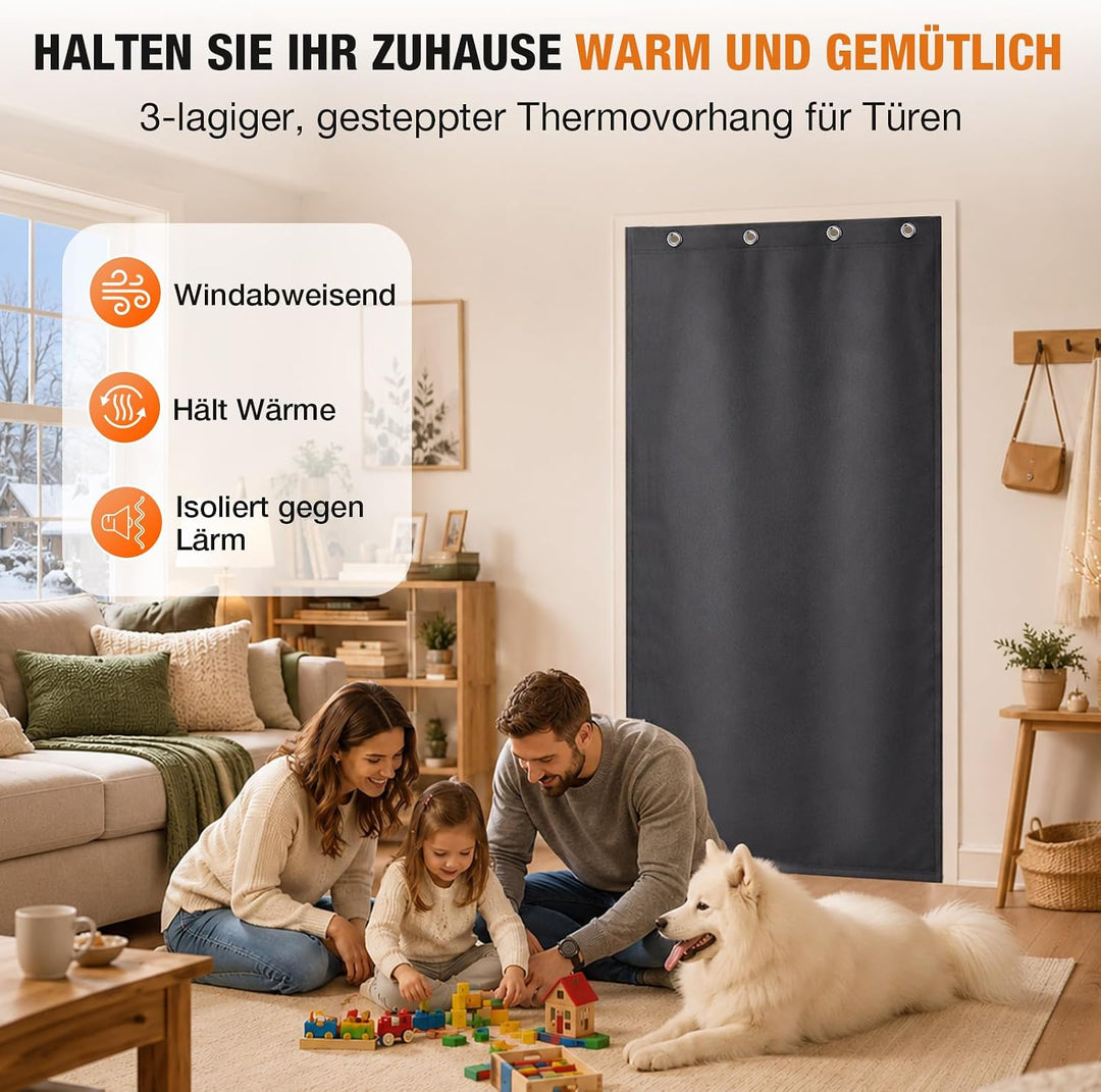 Lapalife Wärmeschutzvorhang für Tür L204cmxB82cm,Thermo Türvorhang Winddichte Kältebeständige für Ei