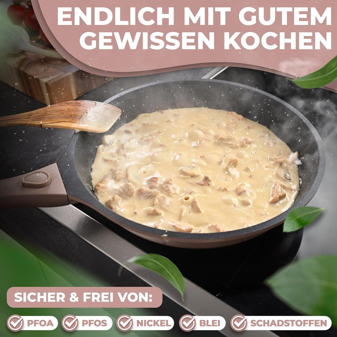 NEU Pfannenset 2-teilig 24, 28 cm mit abnehmbarem Griff, Antihaftbeschichtung, PFOA frei, für Indukt