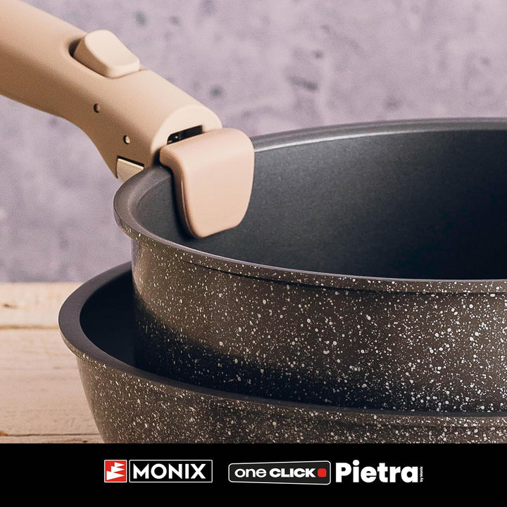 MONIX One Click Pietra | Set mit 3 stapelbaren Pfannen