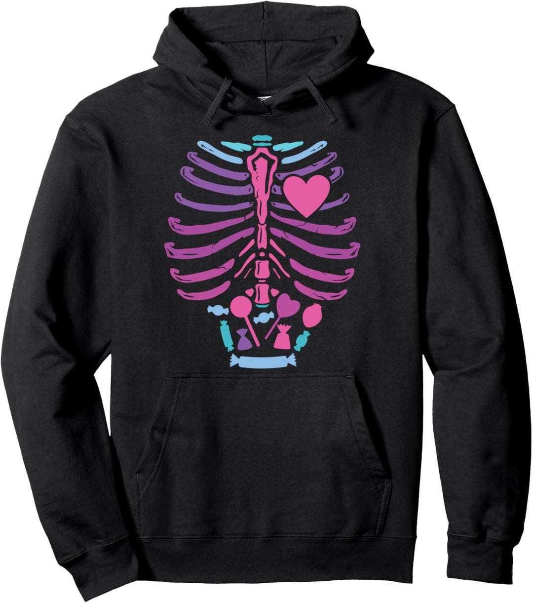 Pastell Goth Kawaii Menschliches Skelett Brustkorb Gothic Herren Damen Pullover Hoodie