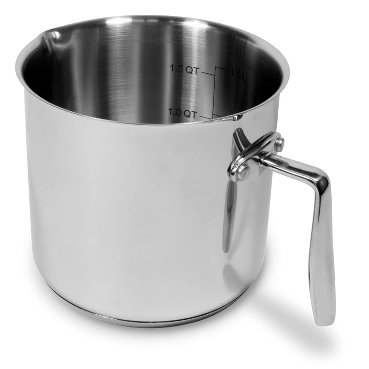 Milchtopf aus Edelstahl - Milchtopf geeignet für Induktion - Griff aus Stahl - Made in Italy - Durch