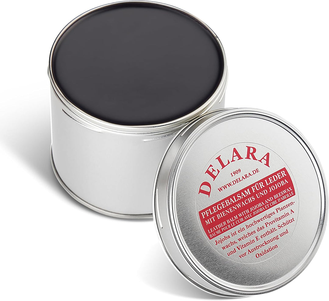 DELARA Pflegebalsam für Leder mit Jojoba und Bienenwachs, 500 ml - Made in Germany Schwarz, Schwarz