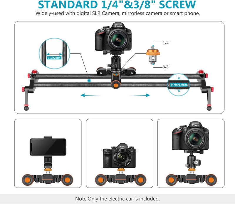 NEEWER 3 Räder Drahtloser Videokamera Stativ Dolly,3 Gang Motorisierte Elektrische Schiene Dolly Aut