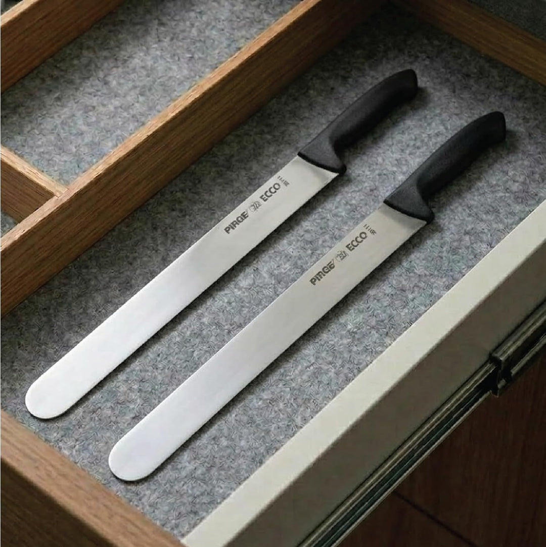 Pirge Ecco Dönermesser 55 cm Schwarz Harter Stahl - Aufschnittmesser - Schärfstes Döner Langmesser -