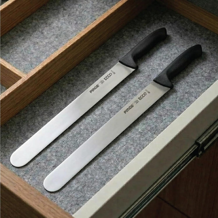 Pirge Ecco Dönermesser 55 cm Schwarz Harter Stahl - Aufschnittmesser - Schärfstes Döner Langmesser -