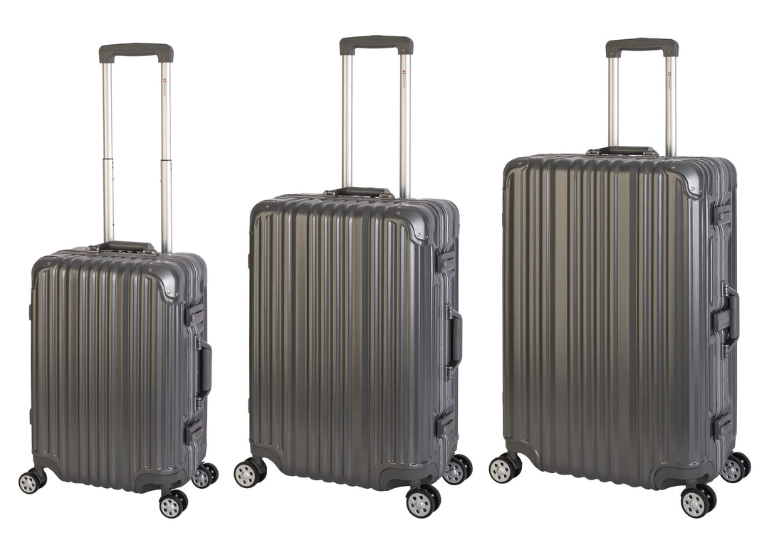 Travelhouse London Koffer Grau S-55cm, M-65cm, L-77cm · 3er-Set · Alu Rahmen · Polykarbonat Hartscha