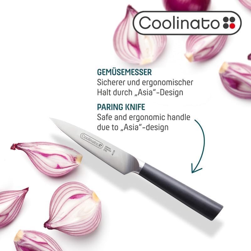 Coolinato – Profi Gemüsemesser 9cm – Extra scharfer deutscher Klingenstahl – Ergonomischer Kunststof