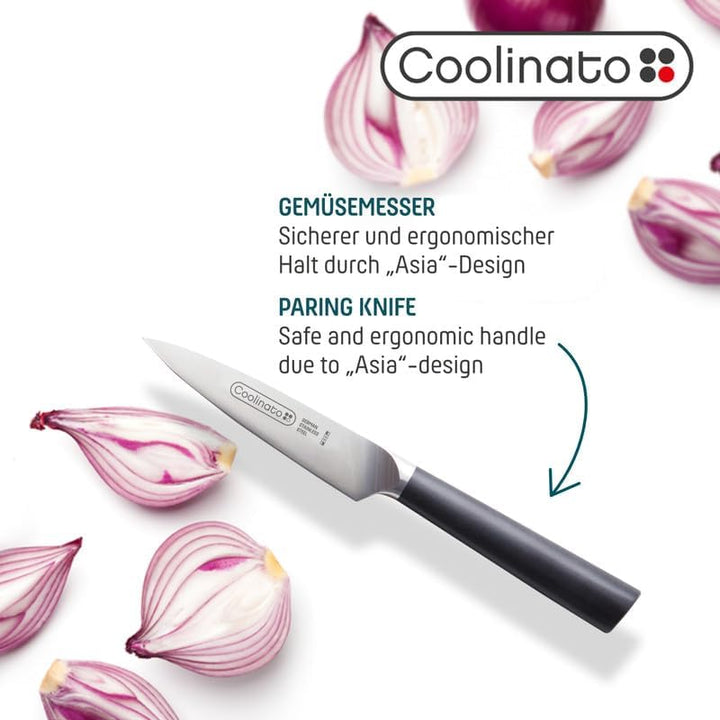 Coolinato – Profi Gemüsemesser 9cm – Extra scharfer deutscher Klingenstahl – Ergonomischer Kunststof