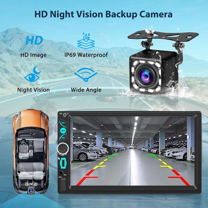 2 DIN Autoradio mit Bildschirm, Wireless Apple CarPlay Android Auto, 7 Zoll HD Touch Display Doppel-