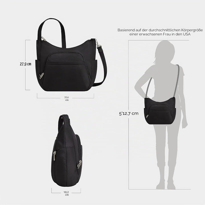 Travelon Damen Diebstahlsicher Umhängetasche, Scharz, 25 Zoll EU 25 Zoll Scharz, 25 Zoll Scharz