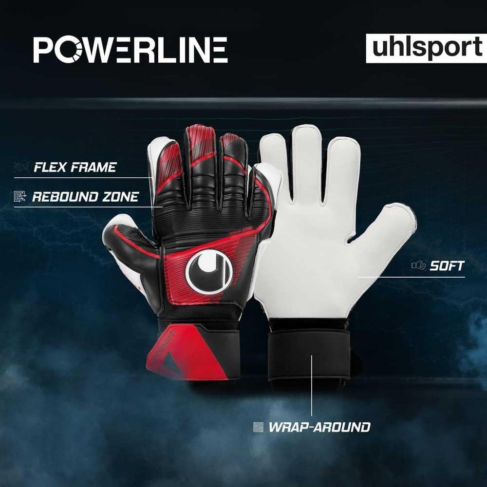 uhlsport Unisex Jugend Powerline Soft Flex Frame Fussball Torwarthandschuhe 6.5 schwarz/rot/weiss, 6
