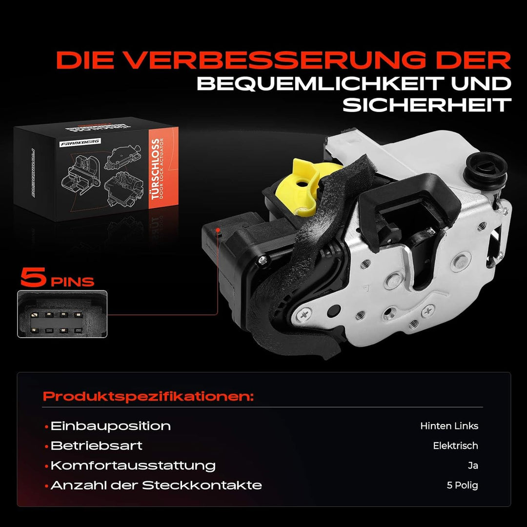 Frankberg 1x Türschloss Zentralverriegelung Hinten Links Kompatibel mit Trax 1.4L 1.8L 2015-2024 Mok