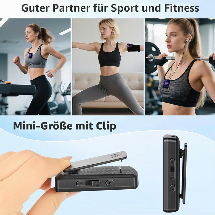 MP3 Players Bluetooth 5.2-1,8 Zoll TFT Farbbildschirm mit Clip Sport 32GB MP3 - Player FM Radio, Lau