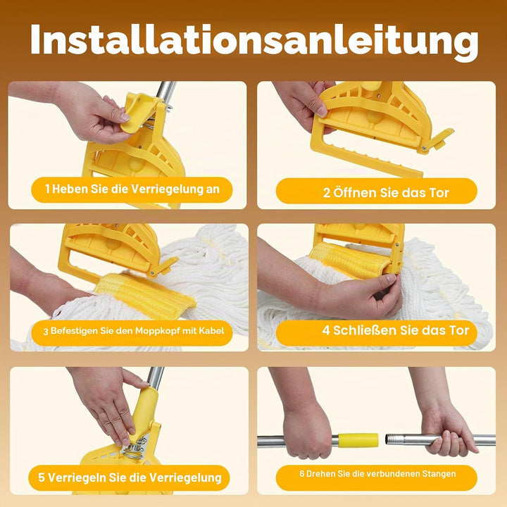 Kommerzieller industrieller Wischmopp mit 61 Zoll Moppgriff, Schnurwischer, robuster Bodenreiniger,