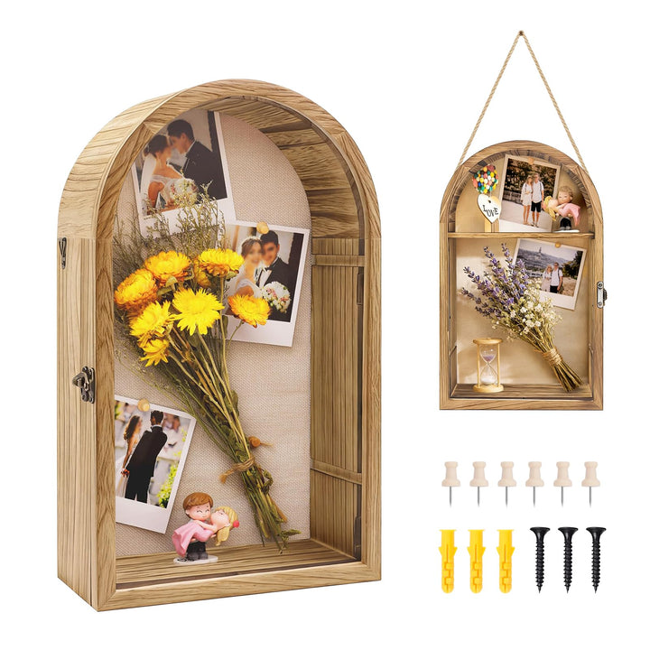Holz Shadow Box Frame 42x25cm - Tiefe Display Case für Fotos, Blumen, Kunstwerke und Erinnerungen, H