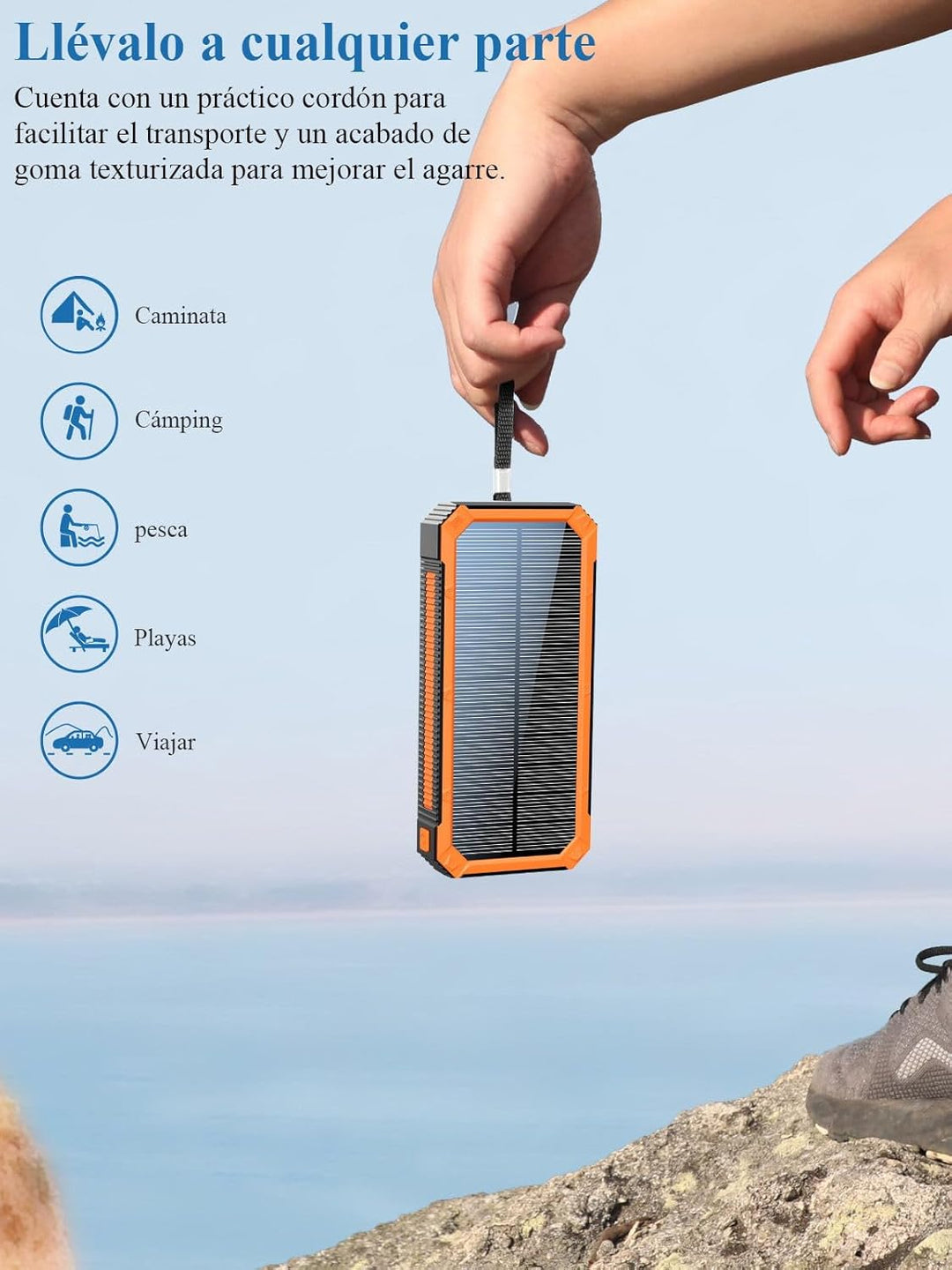 Solar-Ladegerät, 20.000 mAh, PD20W, externer Akku, Solar Power Bank, tragbares Ladegerät, USB C, Sch