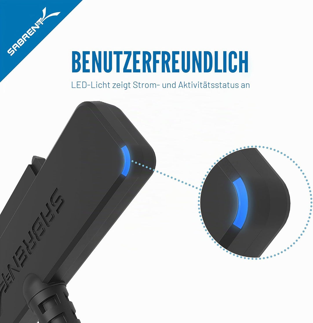 Sabrent USB C SATA auf USB 3.1 Gen 2, SSD/HDD Festplatten adapter, USB 3.1 zu 2,5 Zoll SATA, 10Gbps