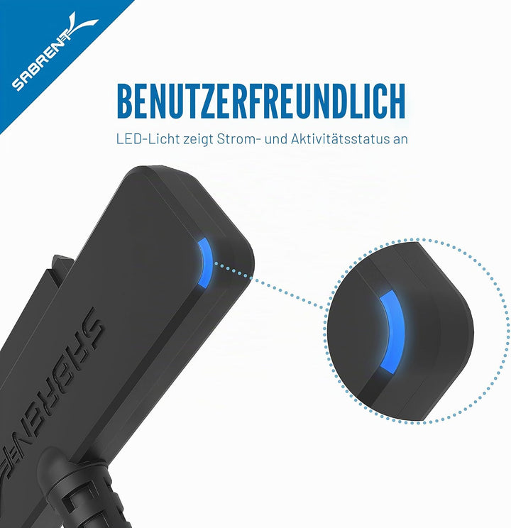 Sabrent USB C SATA auf USB 3.1 Gen 2, SSD/HDD Festplatten adapter, USB 3.1 zu 2,5 Zoll SATA, 10Gbps
