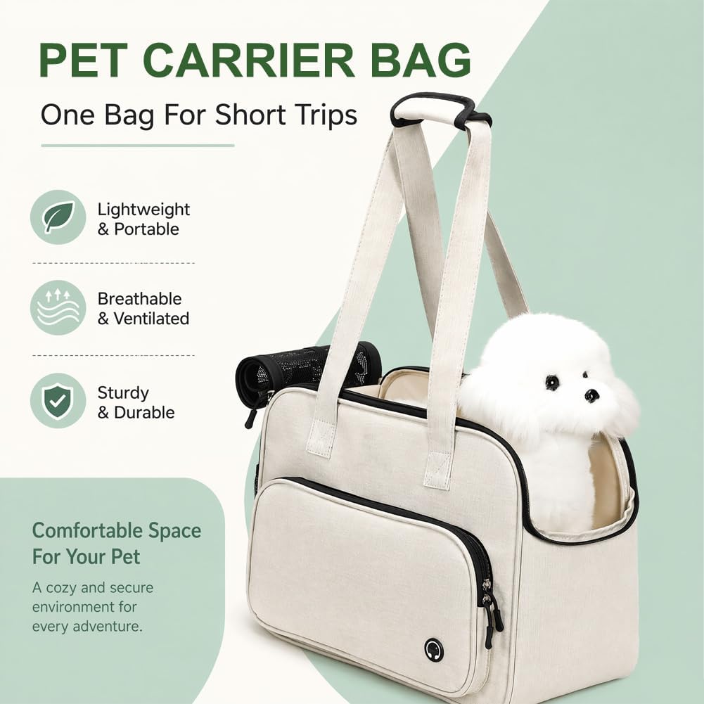 CEWROM Hundetasche für Kleine Hunde und Katzen mit grossen Taschen, Leichte & Atmungsaktive Haustier