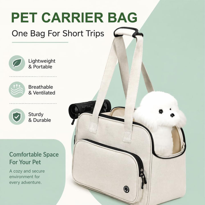 CEWROM Hundetasche für Kleine Hunde und Katzen mit grossen Taschen, Leichte & Atmungsaktive Haustier