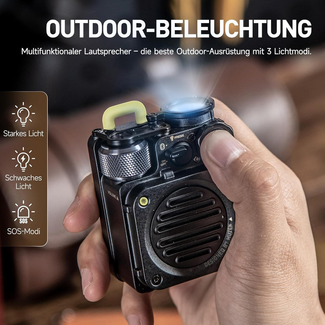 Muzen Wild Mini Bluetooth Lautsprecher Klein, Tragbare Speaker Fahrrad Lautsprecher mit Licht Robust