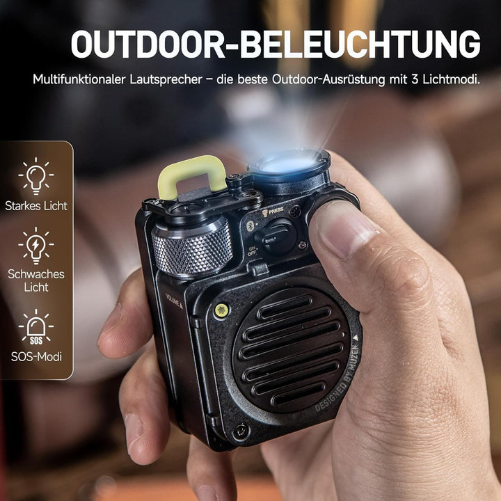 Muzen Wild Mini Bluetooth Lautsprecher Klein, Tragbare Speaker Fahrrad Lautsprecher mit Licht Robust