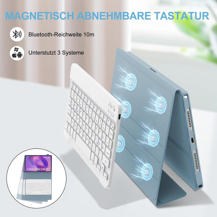 IVEOPPE Hülle mit Tastatur für Lenovo idea Tab 11" 2025, Bluetooth Abnehmbare Magnetisch QWERTZ Tast